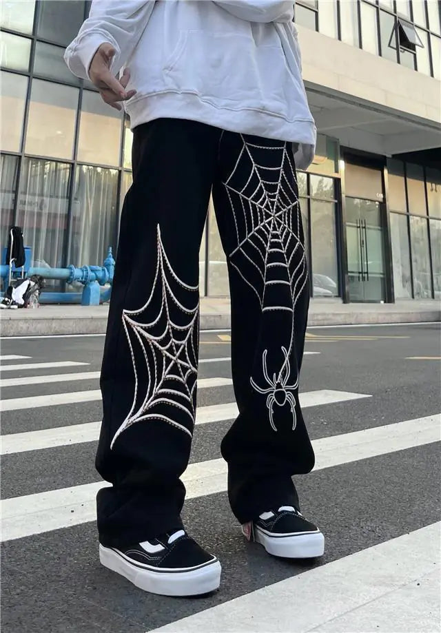 Spider Print Baggy Pants