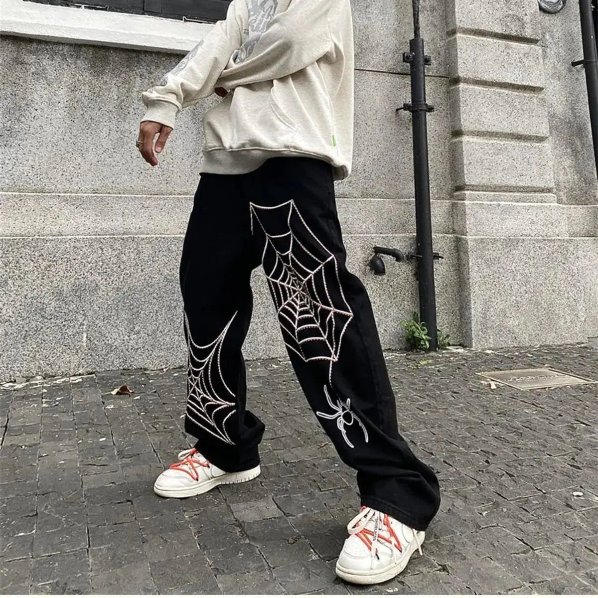 Spider Print Baggy Pants