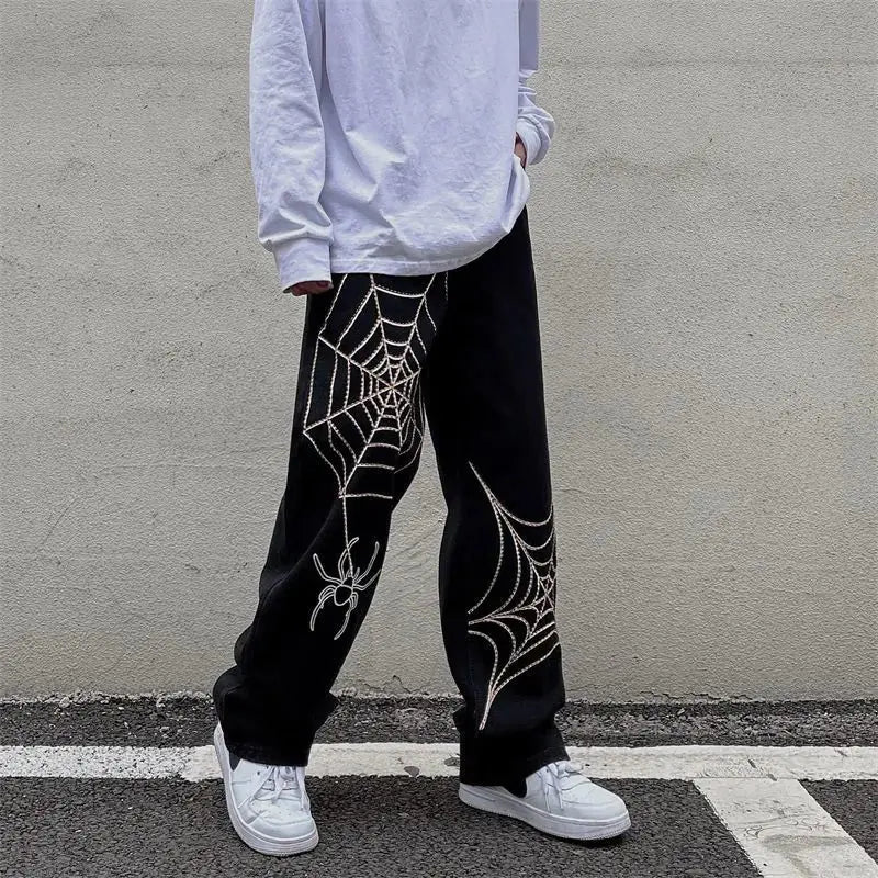 Spider Print Baggy Pants