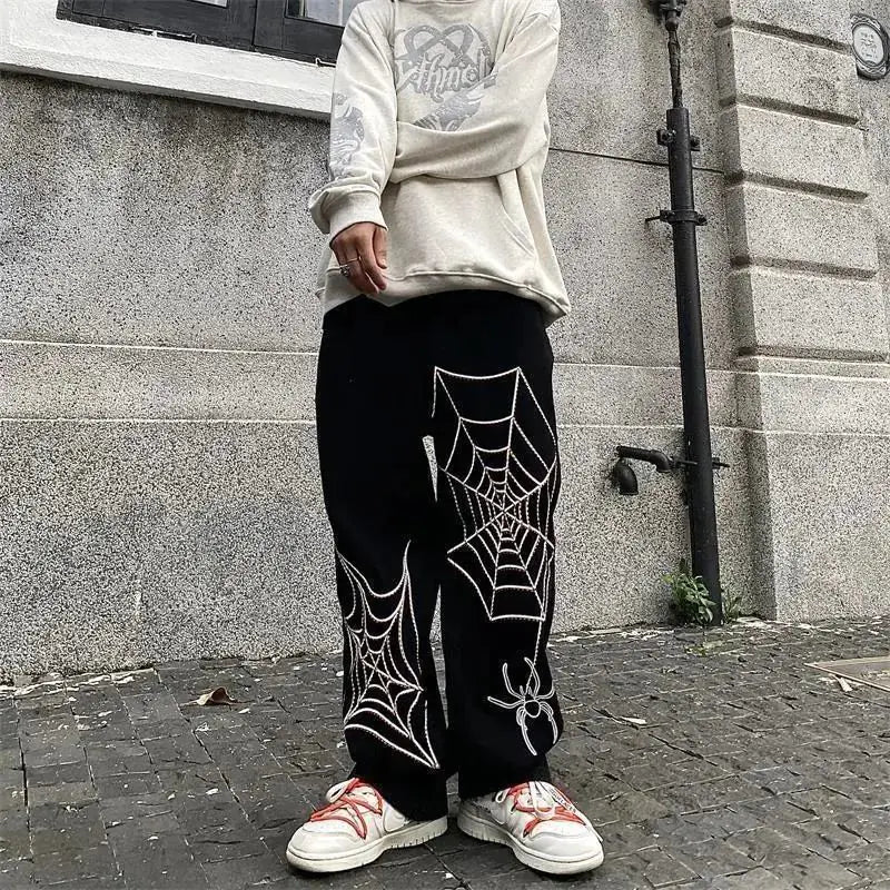 Spider Print Baggy Pants