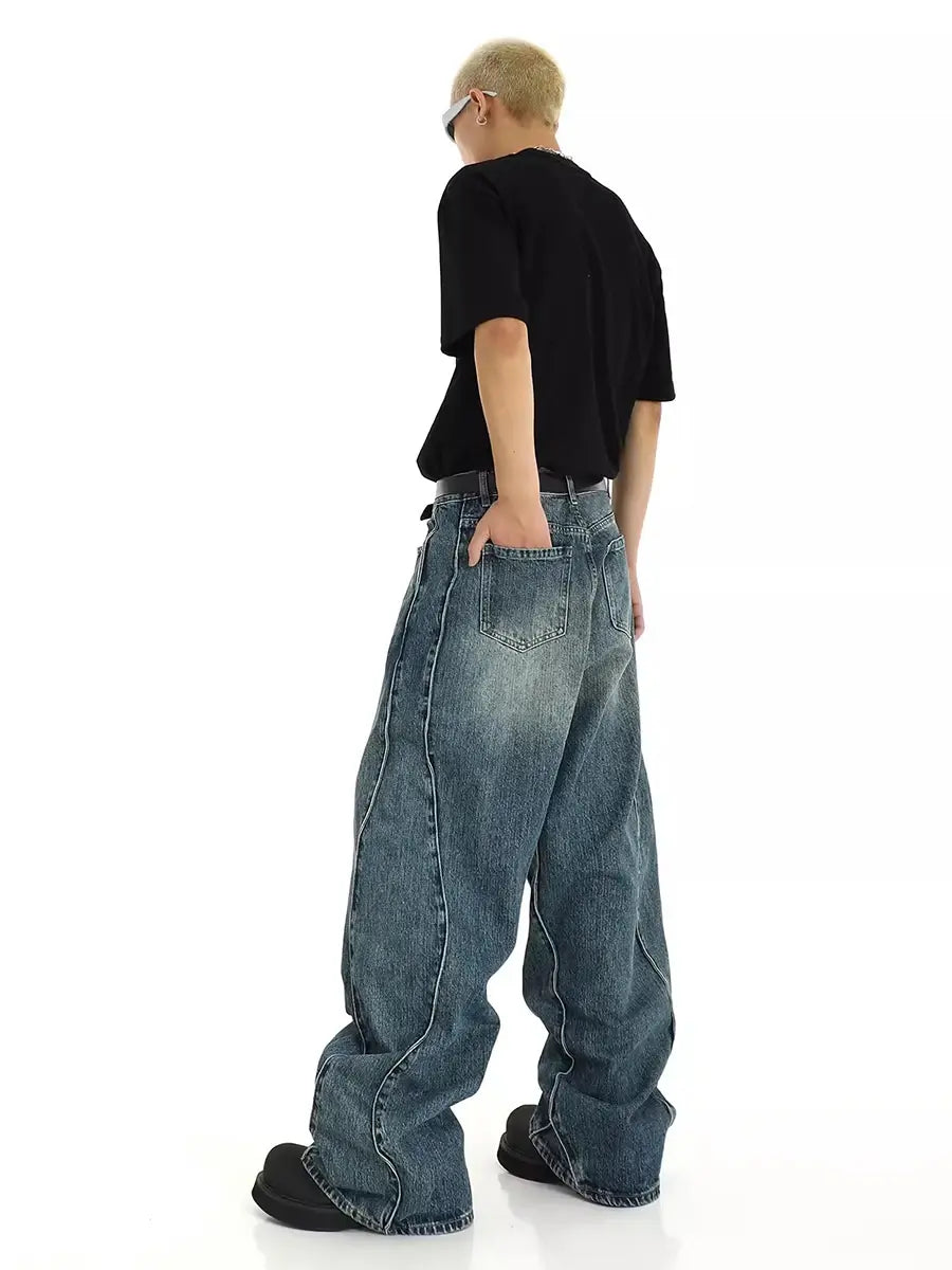 Twisted Seam Men Baggy Jeans