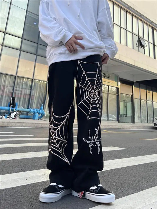 Spider Print Baggy Pants