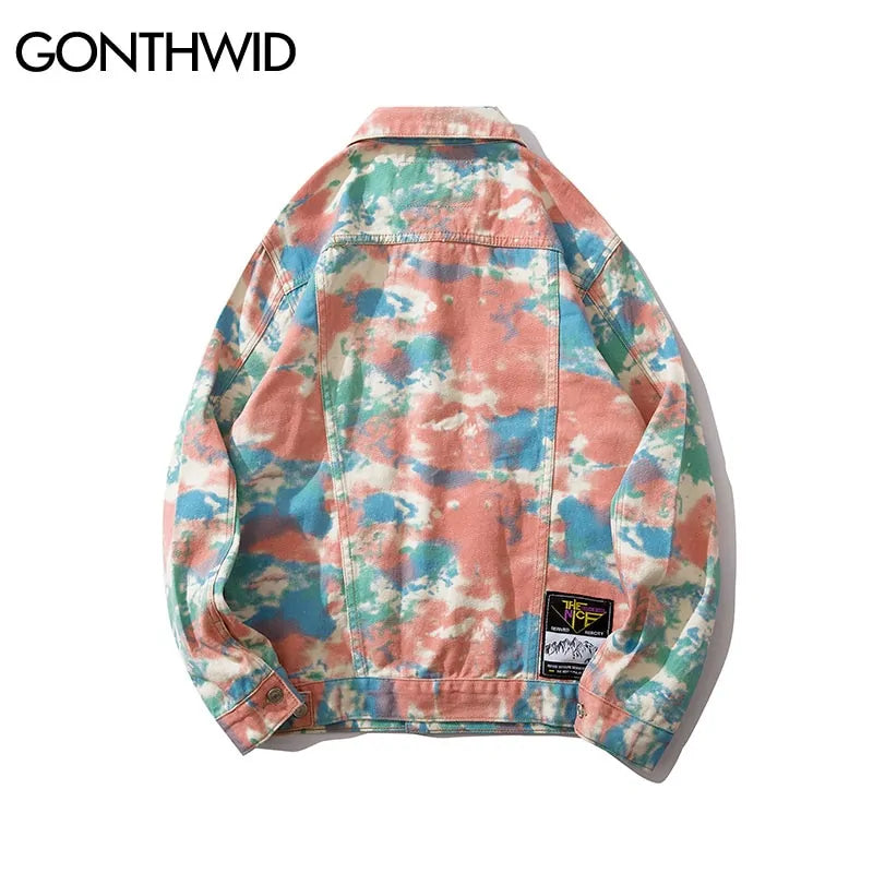 Camouflage Tie Dye Denim Jacket